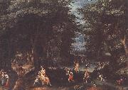 CONINXLOO, Gillis van Landscape with Leto and Peasants of Lykia fsg oil